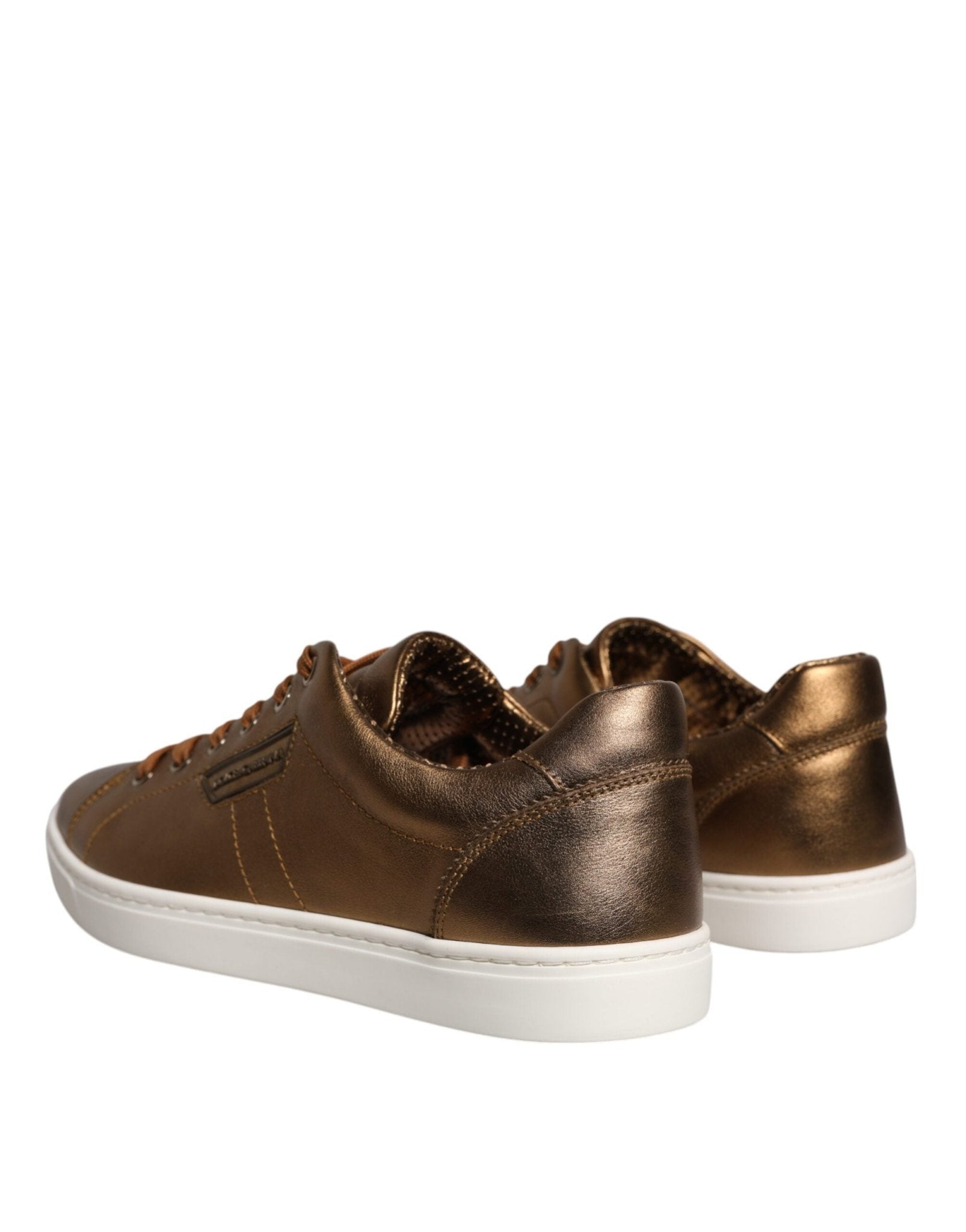 Dolce & Gabbana Gold Leather Logo London Men Sneaker Shoes - GET THE BRAND