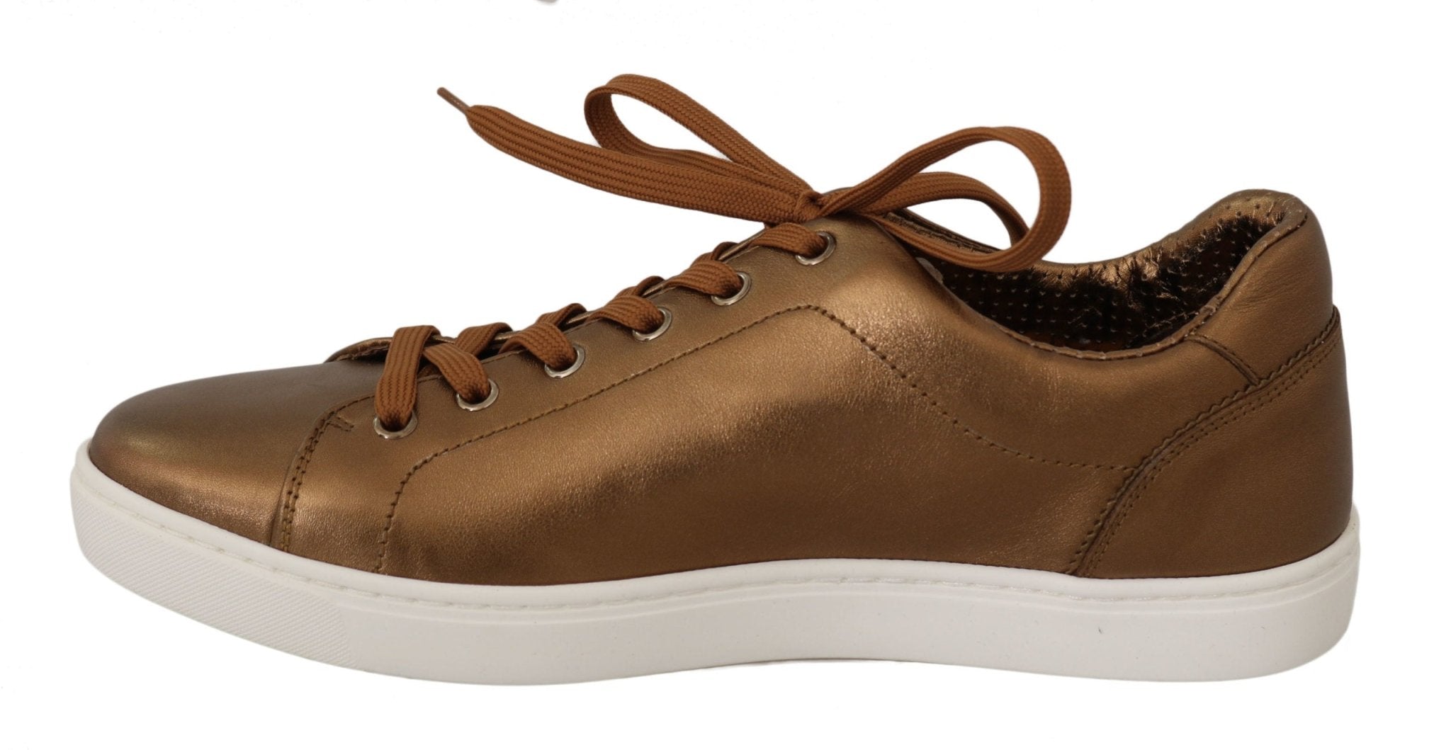 Dolce & Gabbana Gold Leather Mens Casual Sneakers - GET THE BRAND
