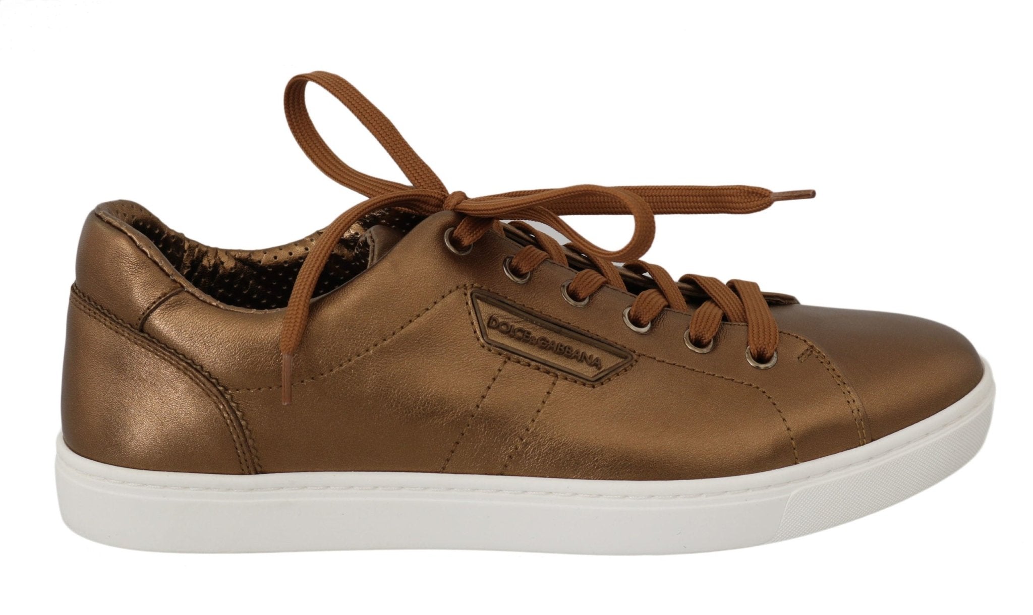 Dolce & Gabbana Gold Leather Mens Casual Sneakers - GET THE BRAND