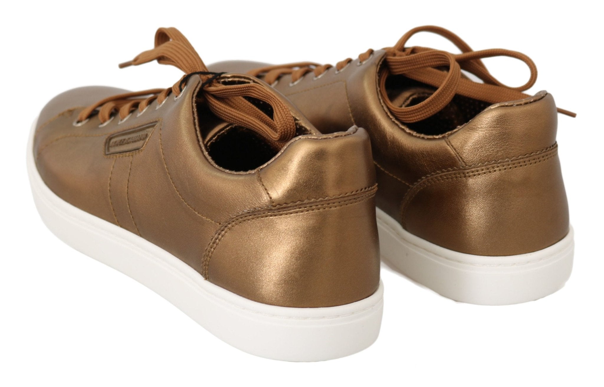 Dolce & Gabbana Gold Leather Mens Casual Sneakers - GET THE BRAND