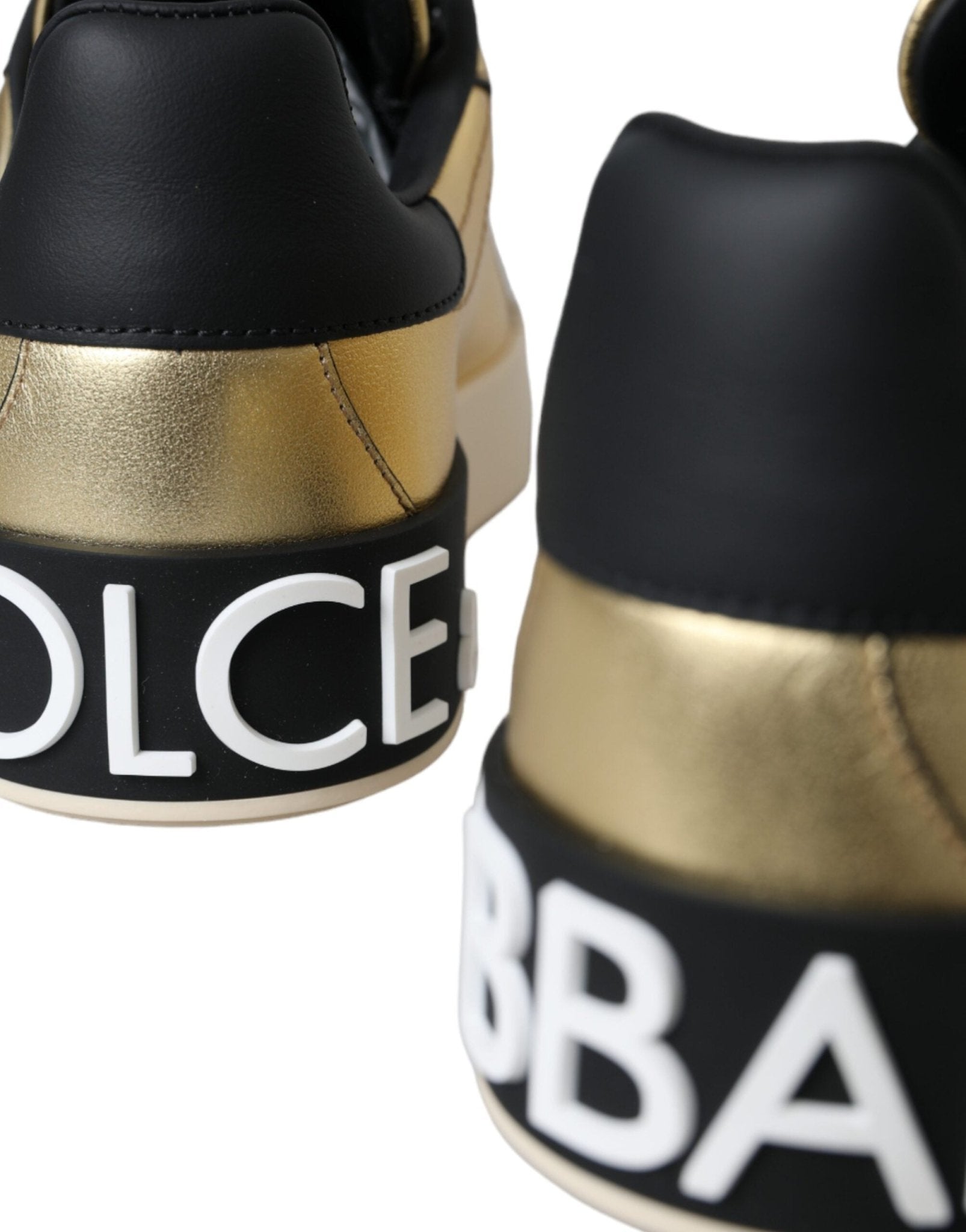 Dolce & Gabbana Gold Portofino Calf Leather Sneakers Women Shoes - GET THE BRAND