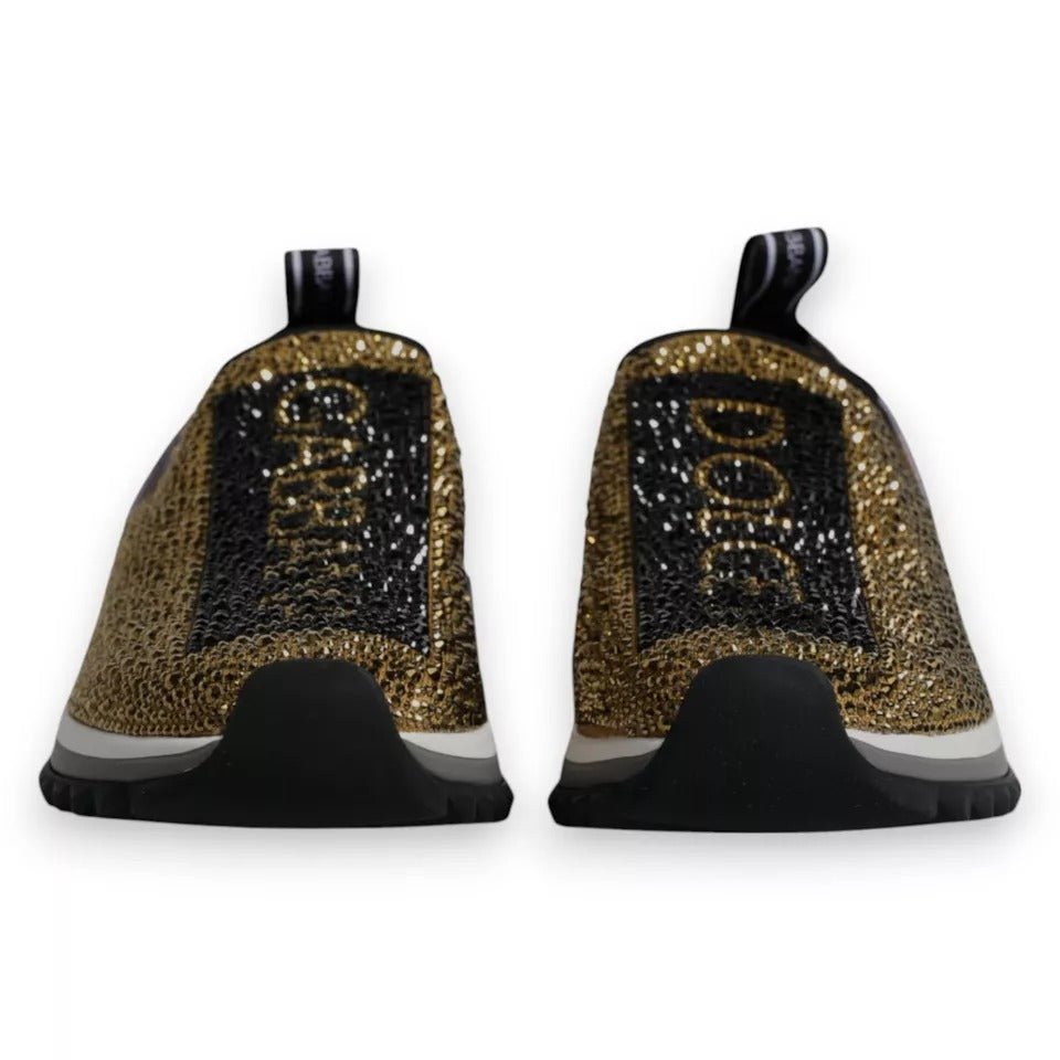 Dolce & Gabbana Gold Rhinestones Sorrento Sneakers Shoes - GET THE BRAND