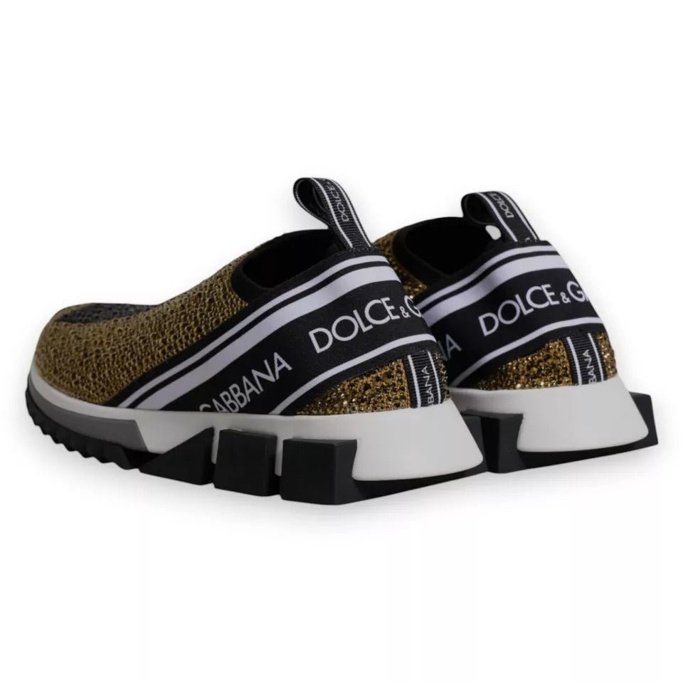 Dolce & Gabbana Gold Rhinestones Sorrento Sneakers Shoes - GET THE BRAND