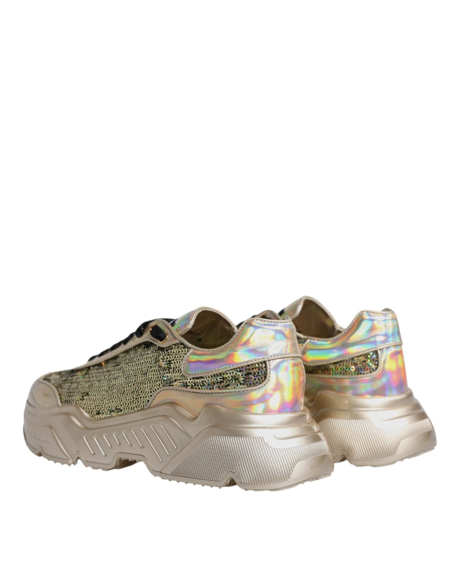 Dolce & Gabbana Gold Sequin Iridiscent Daymaster Sneakers Shoes - GET THE BRAND