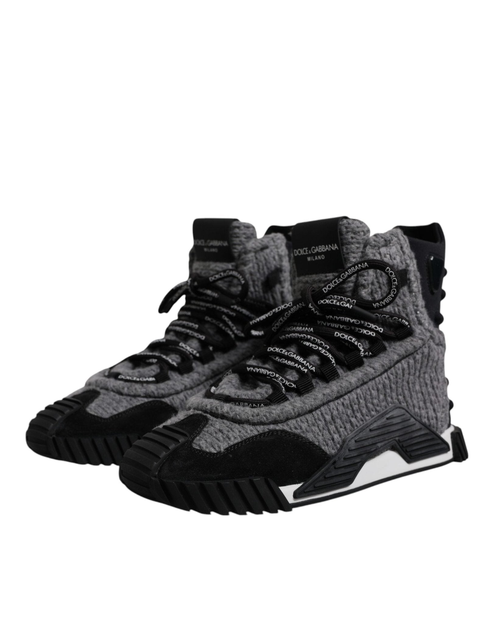 Dolce & Gabbana Gray Black NS1 High Top Boots Sneakers Shoes - GET THE BRAND