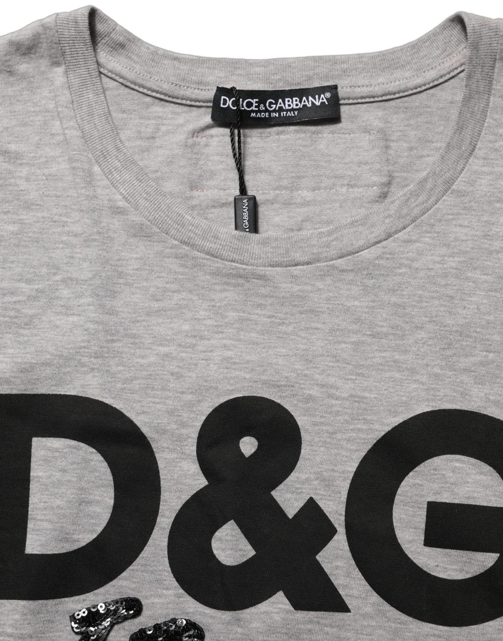 Dolce & Gabbana Gray Cotton Logo Printed Crew Neck T-shirt - GET THE BRAND