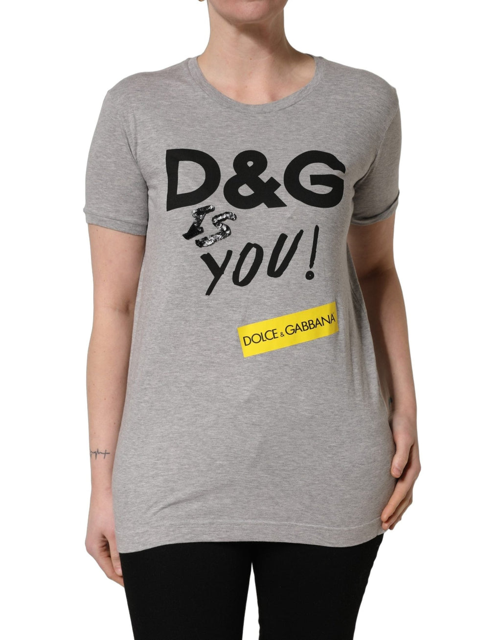 Dolce & Gabbana Gray Cotton Logo Printed Crew Neck T-shirt - GET THE BRAND