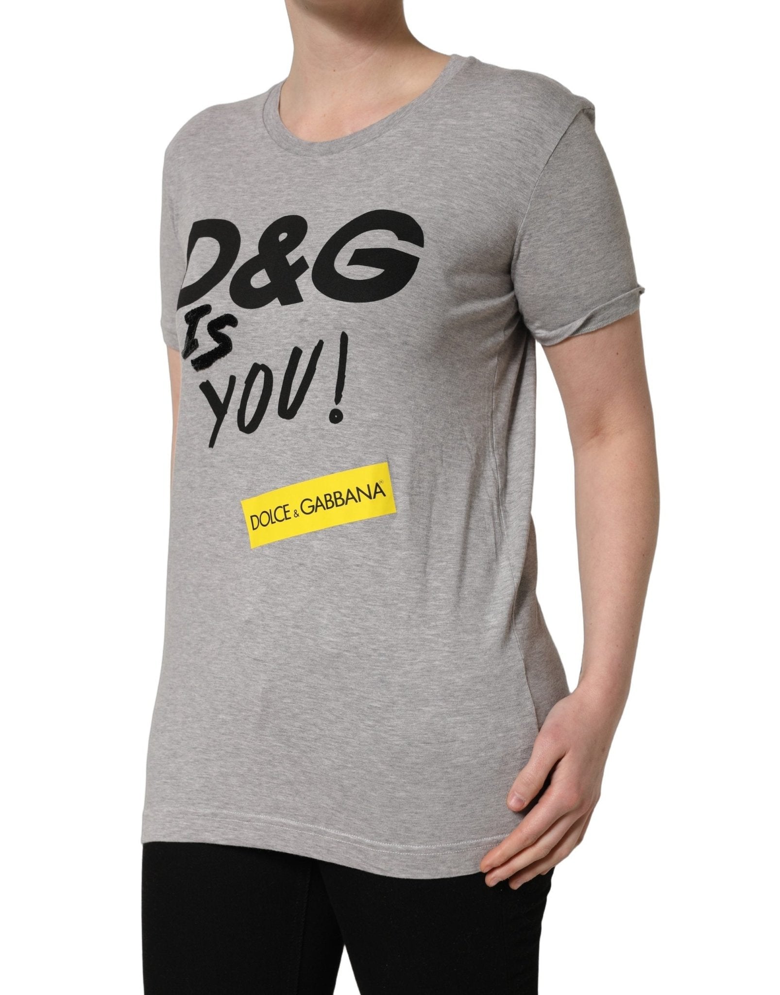Dolce & Gabbana Gray Cotton Logo Printed Crew Neck T-shirt - GET THE BRAND