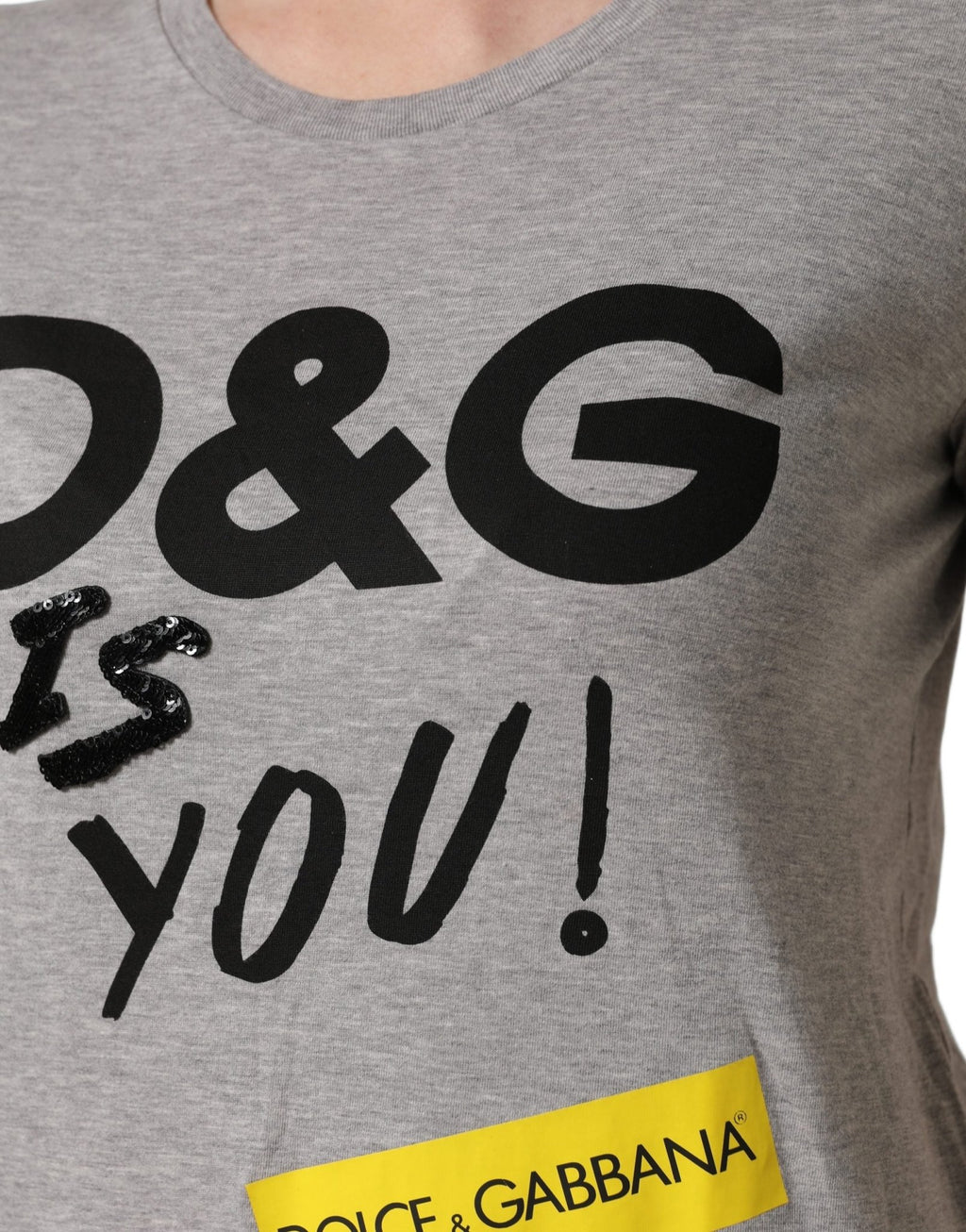 Dolce & Gabbana Gray Cotton Logo Printed Crew Neck T-shirt - GET THE BRAND