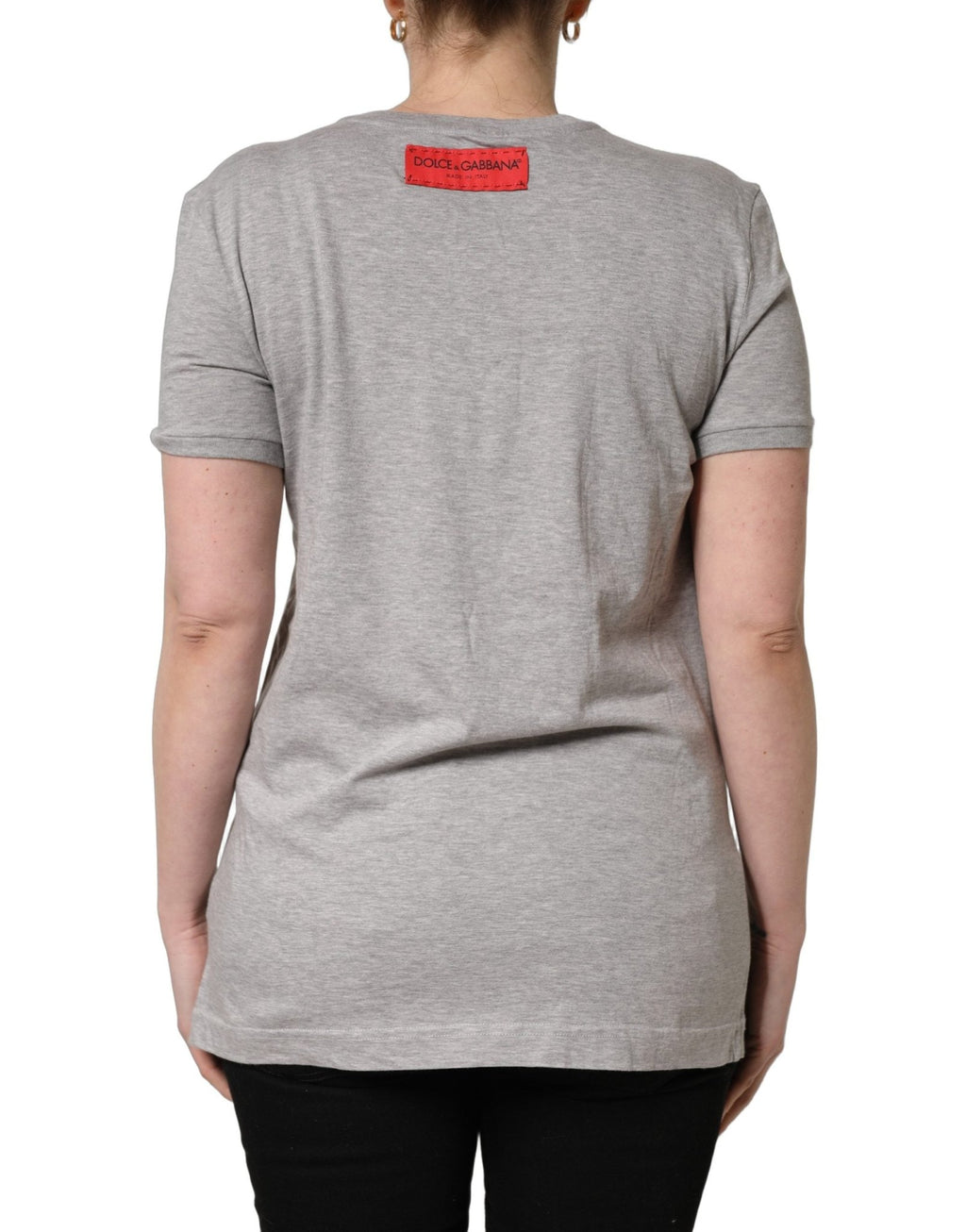 Dolce & Gabbana Gray Cotton Logo Printed Crew Neck T-shirt - GET THE BRAND