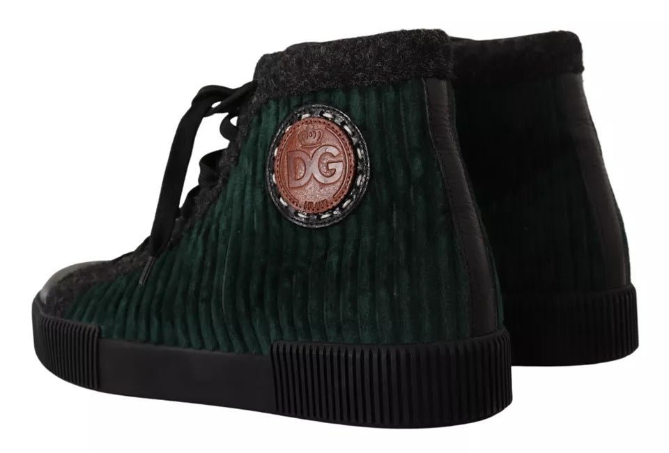 Dolce & Gabbana Green Corduroy High Tops Sneakers Mens Casual Shoes - GET THE BRAND