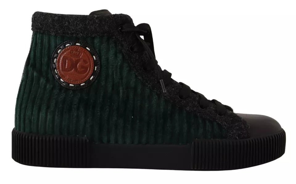 Dolce & Gabbana Green Corduroy High Tops Sneakers Mens Casual Shoes - GET THE BRAND