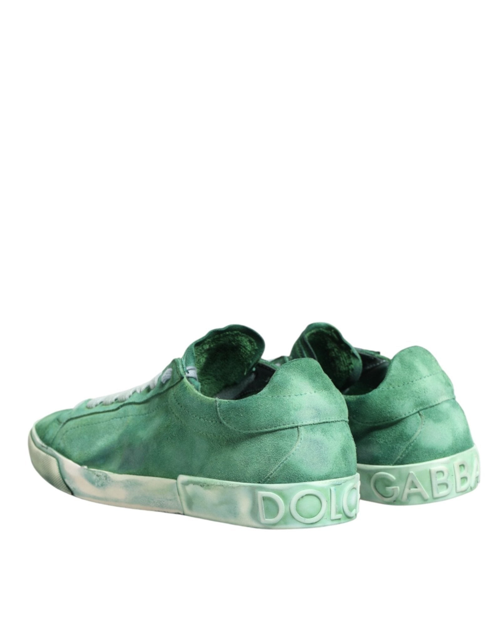 Dolce & Gabbana Green Suade DG Logo Sole Low Top Sneakers Shoes - GET THE BRAND