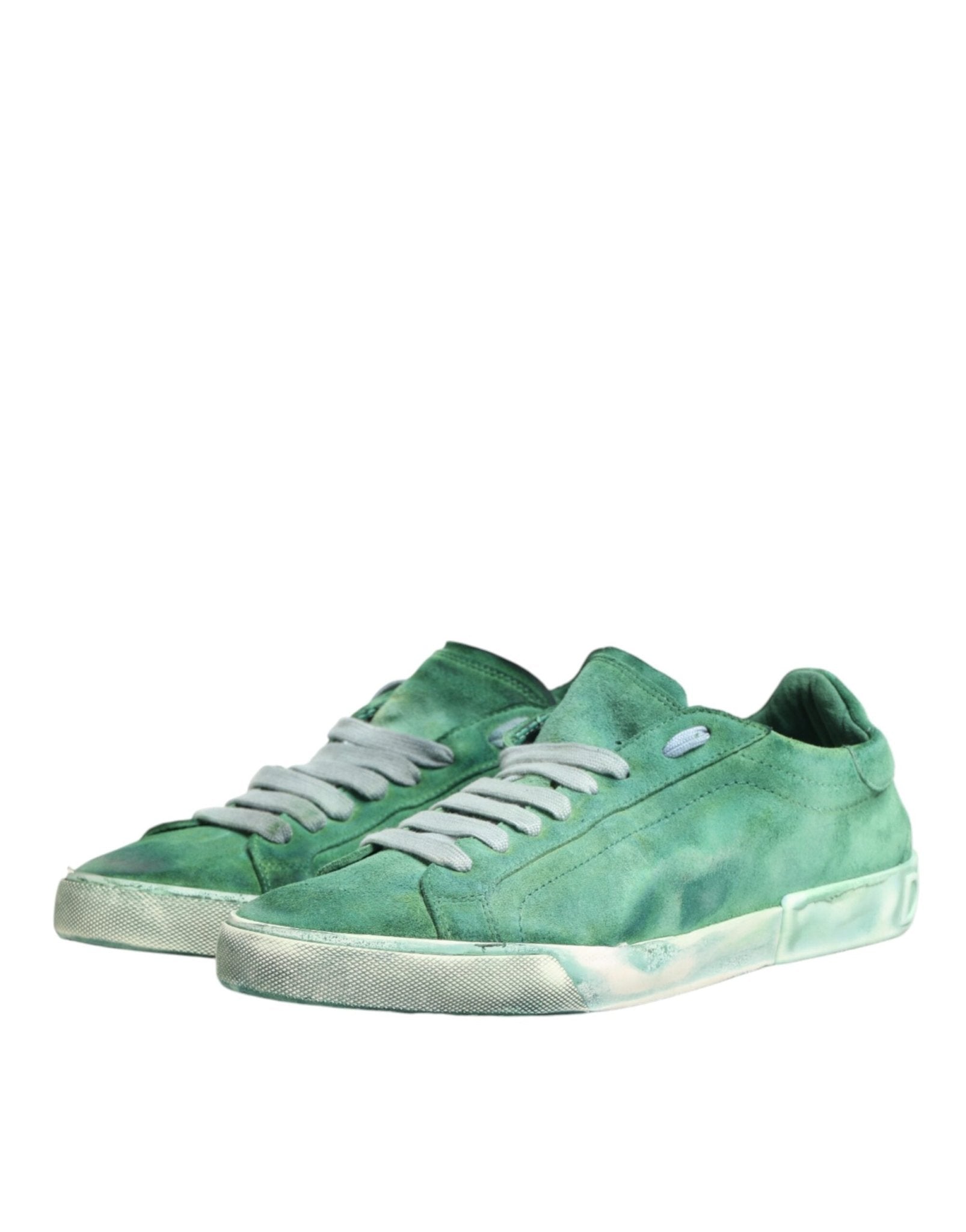 Dolce & Gabbana Green Suade DG Logo Sole Low Top Sneakers Shoes - GET THE BRAND