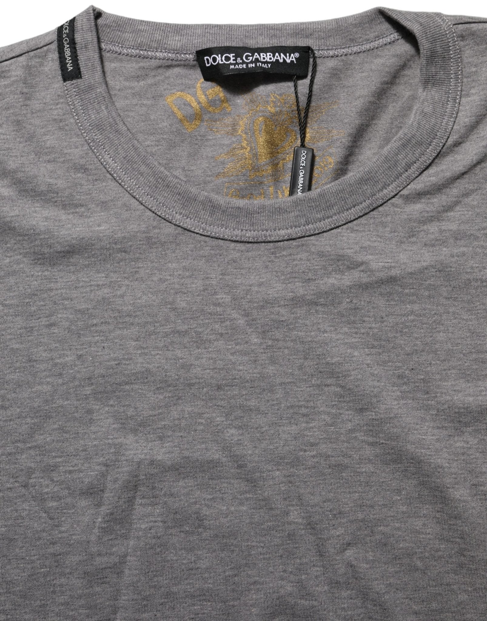 Dolce & Gabbana Grey Cotton Short Sleeves Crew Neck T-shirt - GET THE BRAND