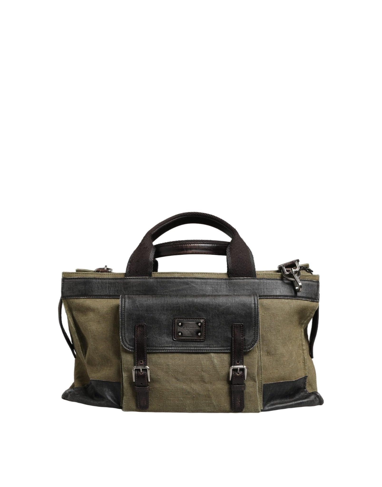 Dolce & Gabbana Military Green Two Tone Tote Duffel Shoulder Borse Bag - GET THE BRAND