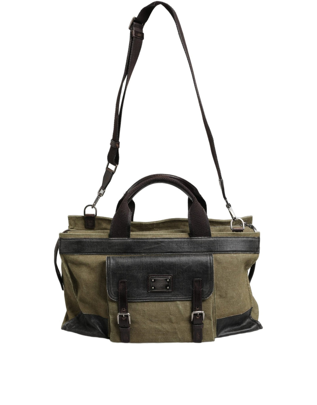 Dolce & Gabbana Military Green Two Tone Tote Duffel Shoulder Borse Bag - GET THE BRAND