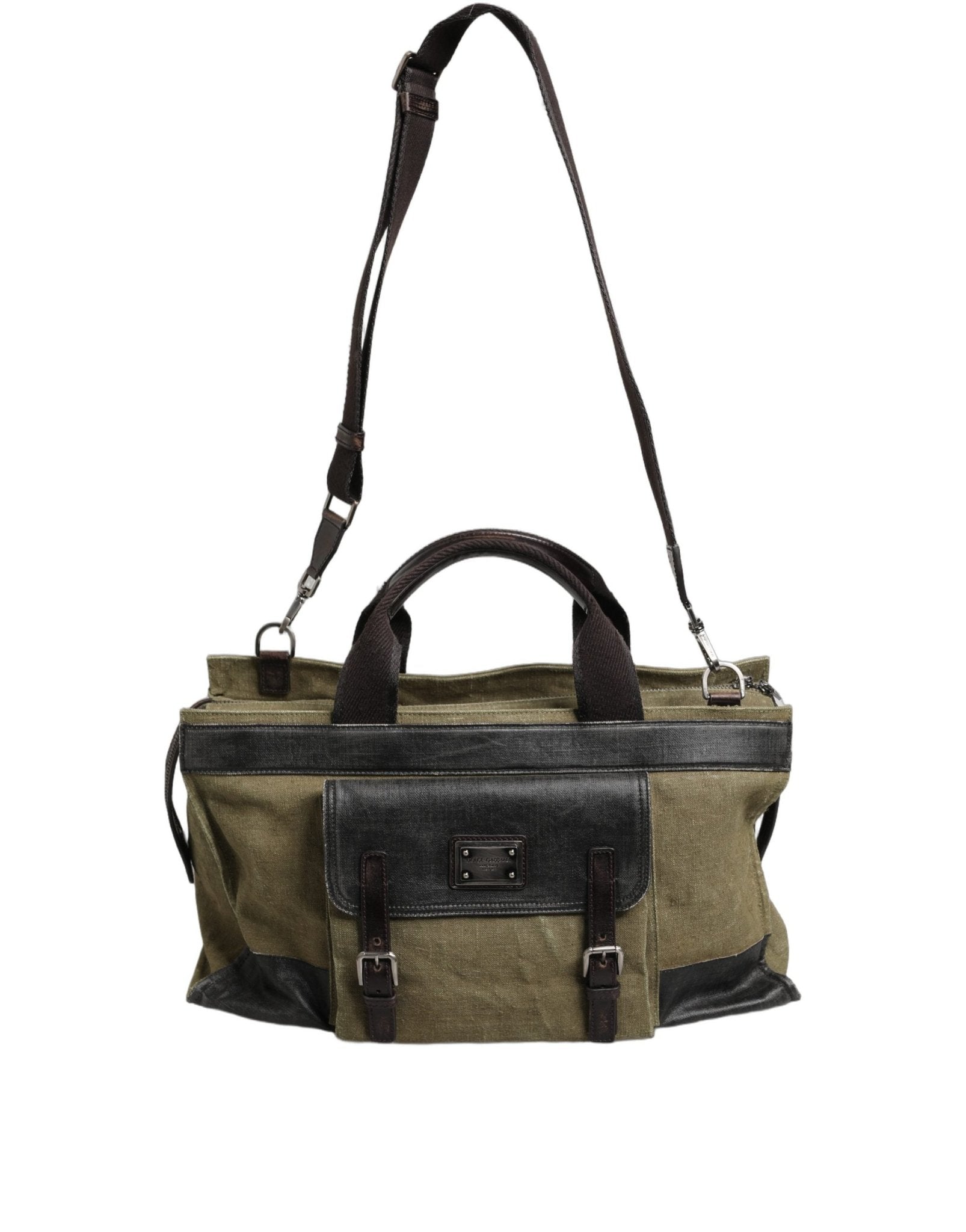 Dolce & Gabbana Military Green Two Tone Tote Duffel Shoulder Borse Bag - GET THE BRAND