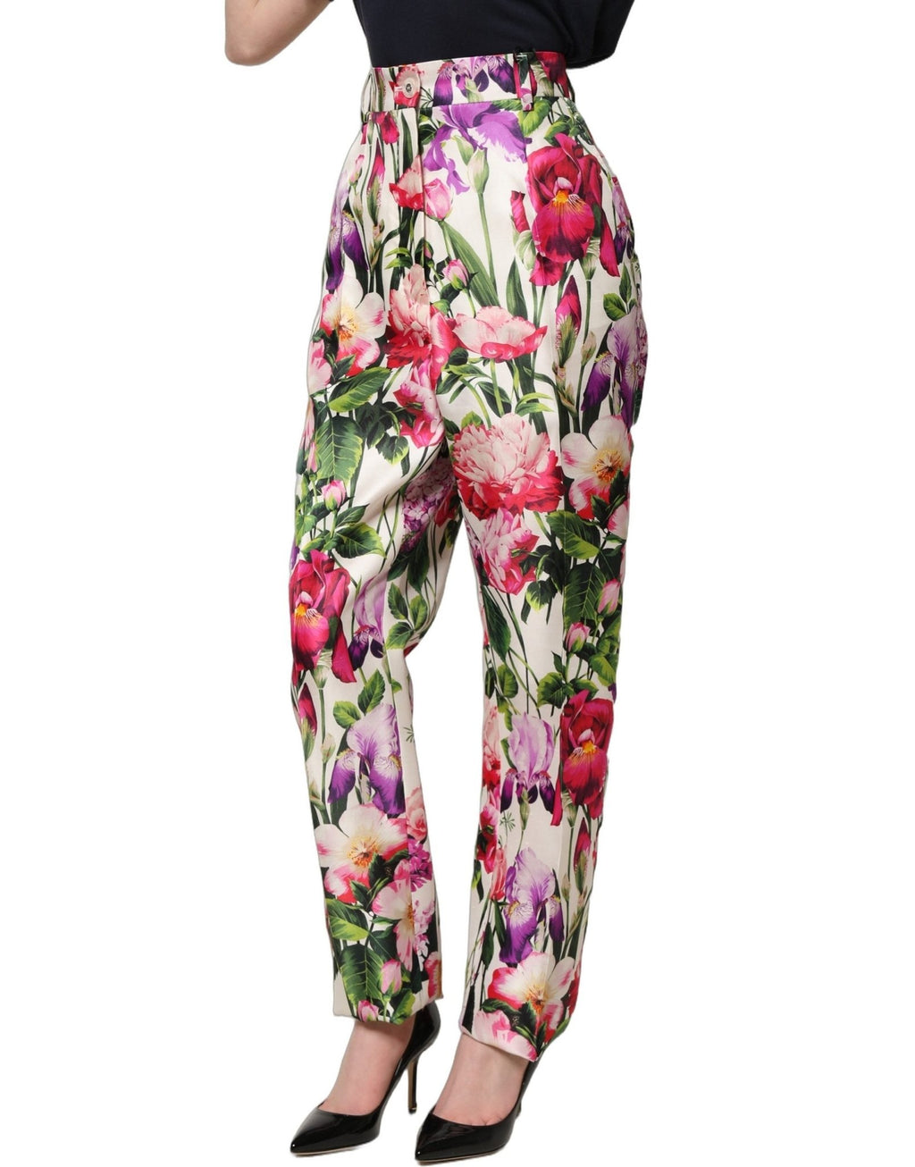 Dolce & Gabbana Multicolor Floral Print Tapered Trouser Pants - GET THE BRAND