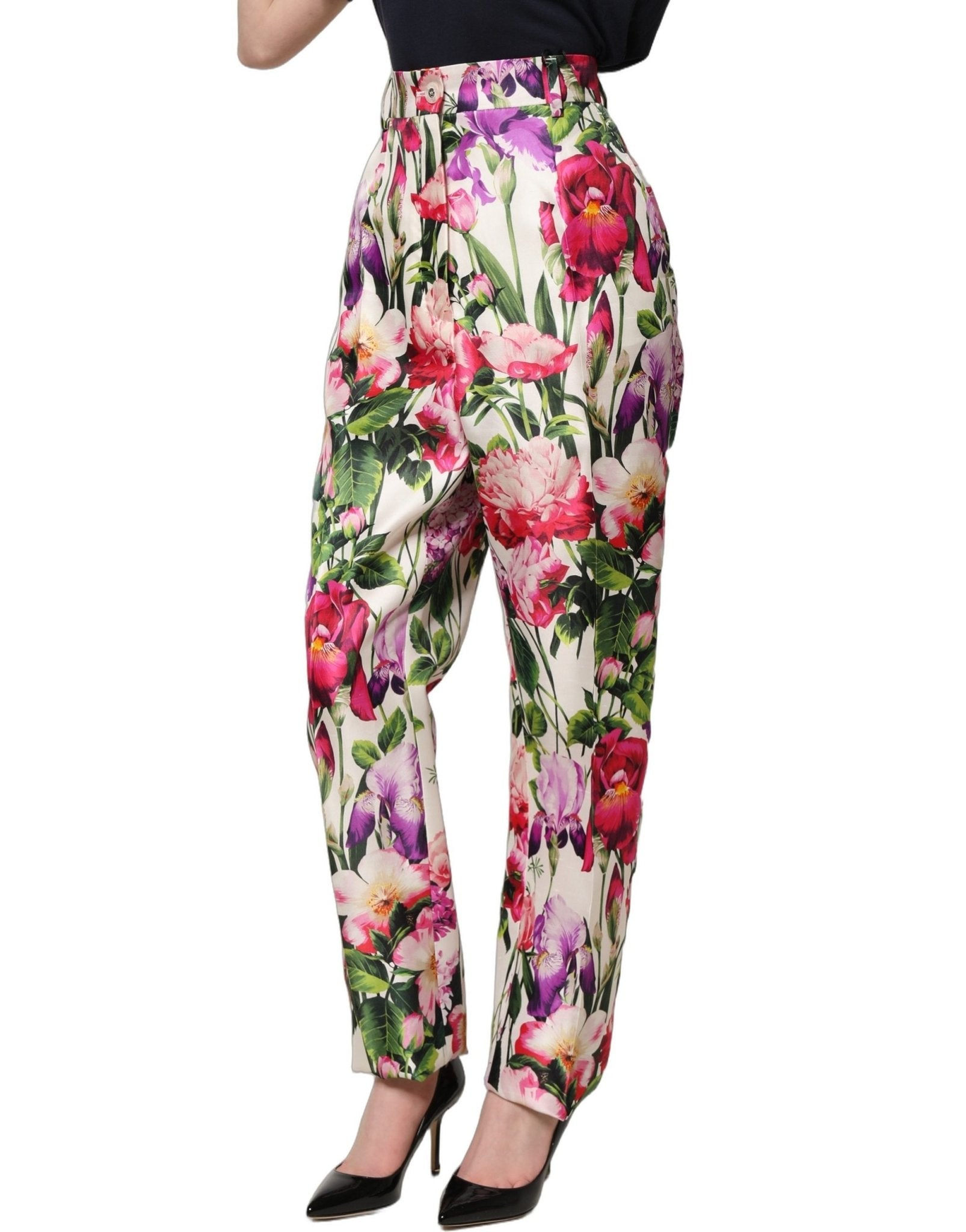 Dolce & Gabbana Multicolor Floral Print Tapered Trouser Pants - GET THE BRAND