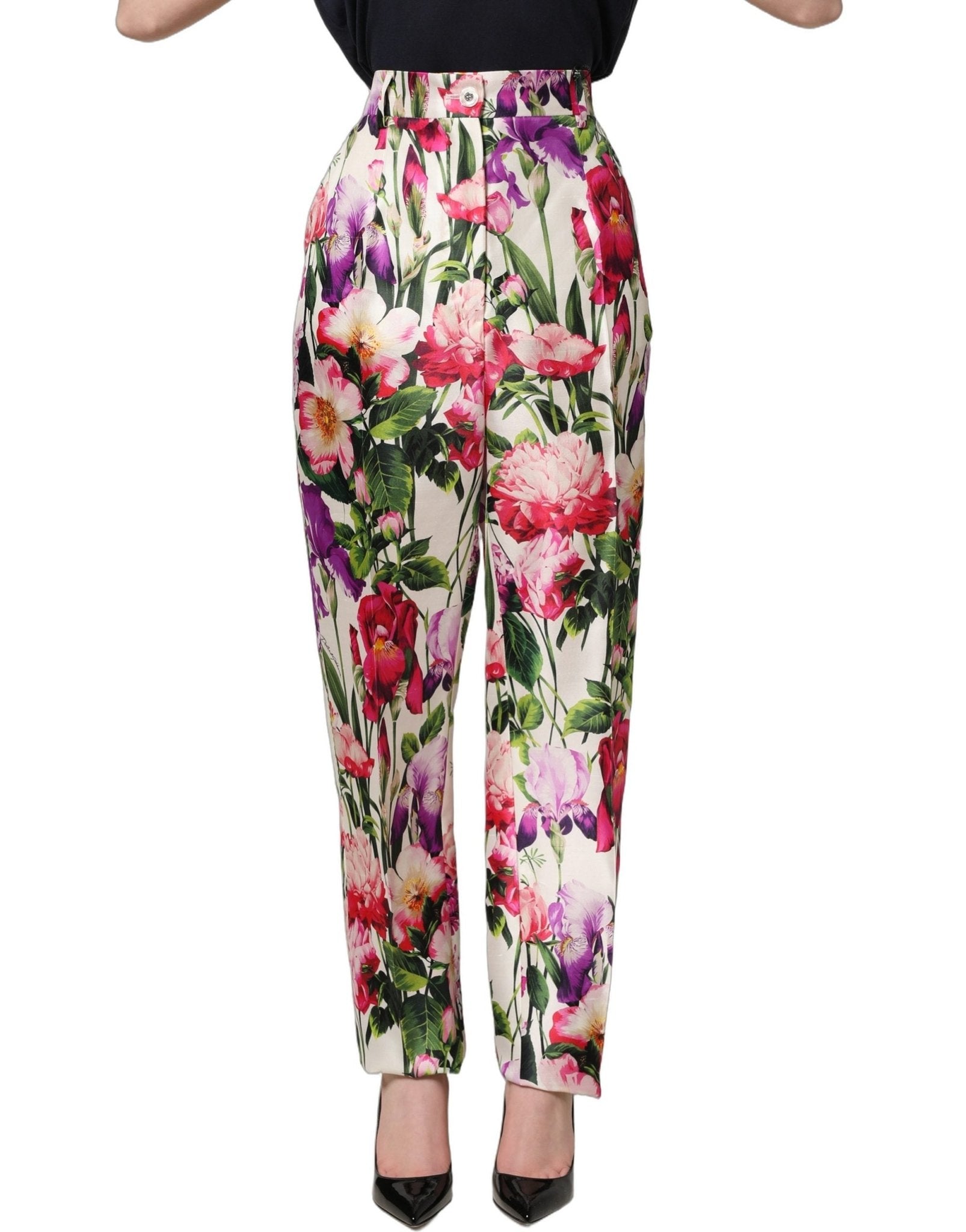 Dolce & Gabbana Multicolor Floral Print Tapered Trouser Pants - GET THE BRAND