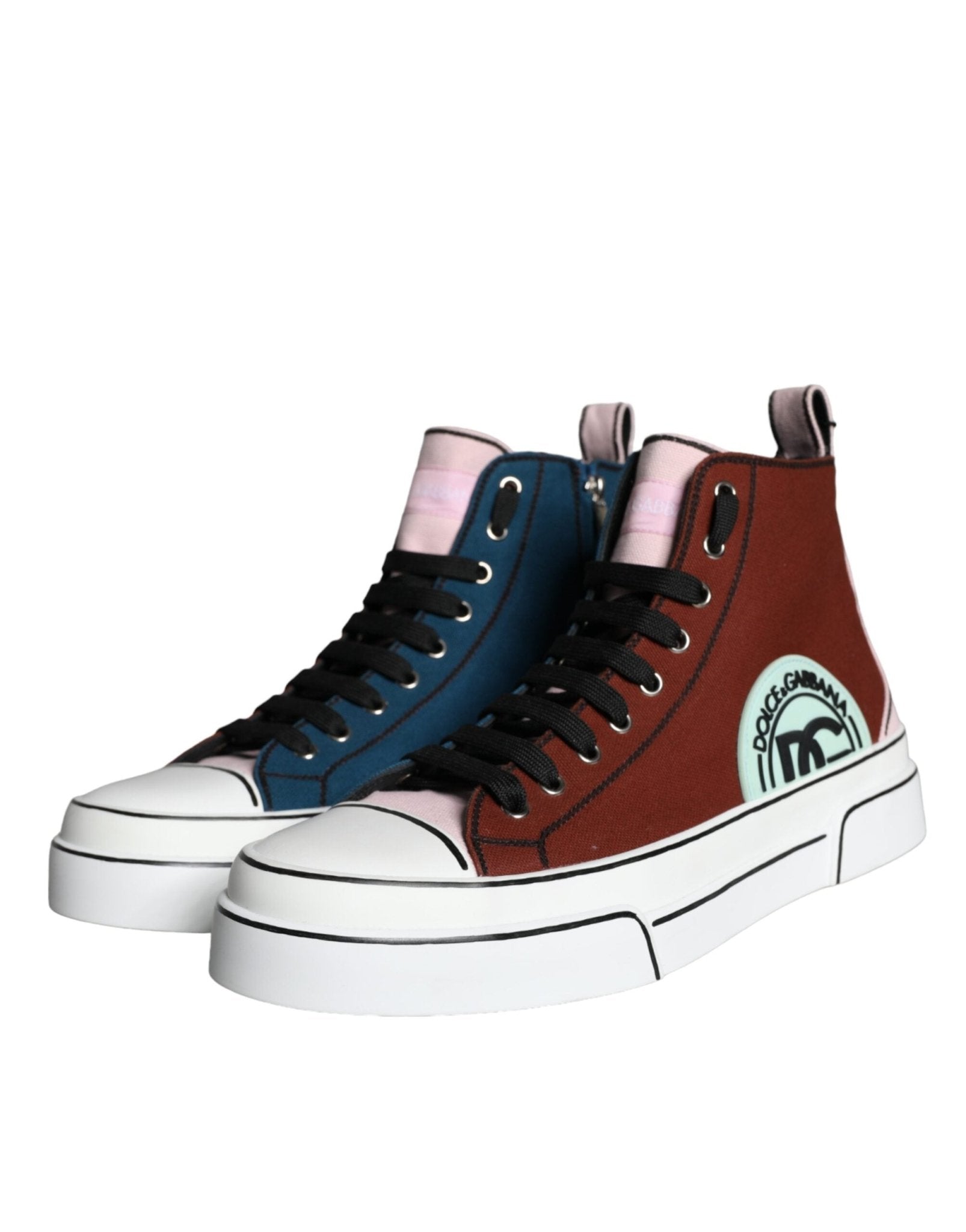 Dolce & Gabbana Multicolor Patchwork High Top Sneaker Shoes - GET THE BRAND