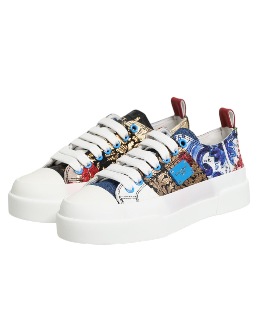 Dolce & Gabbana Multicolor Patchwork Low Top Sneakers Shoes - GET THE BRAND