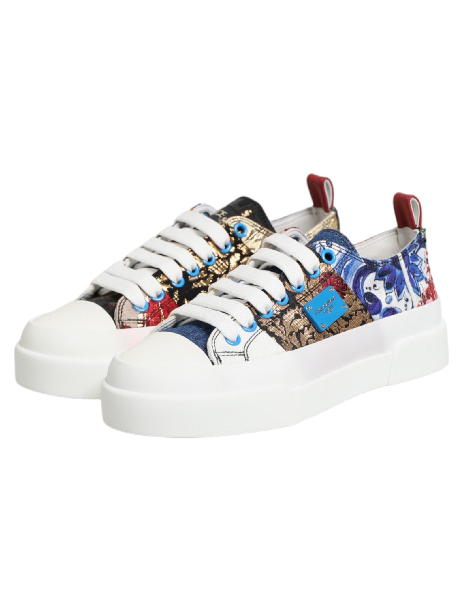Dolce & Gabbana Multicolor Patchwork Low Top Sneakers Shoes - GET THE BRAND