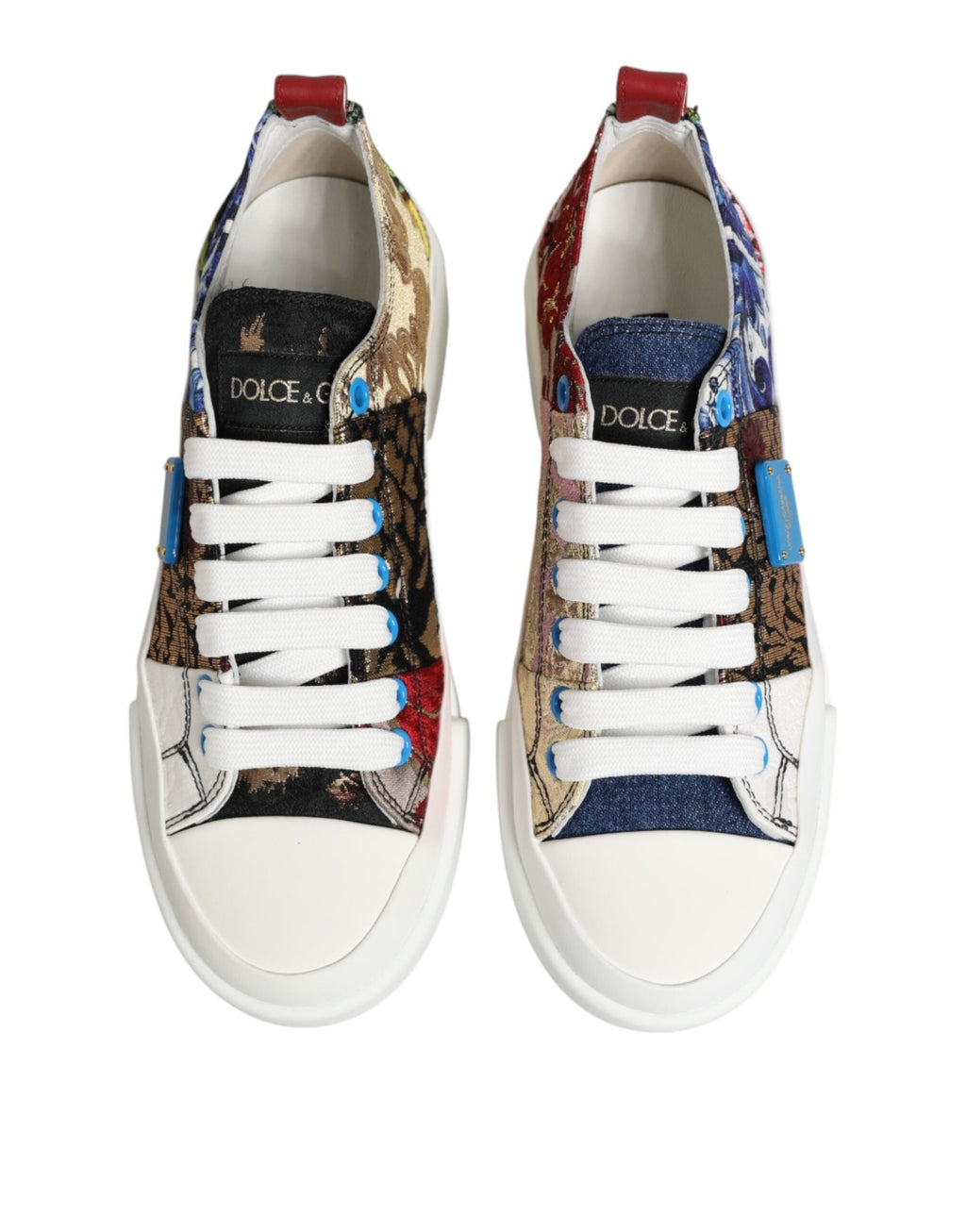 Dolce & Gabbana Multicolor Patchwork Low Top Sneakers Shoes - GET THE BRAND