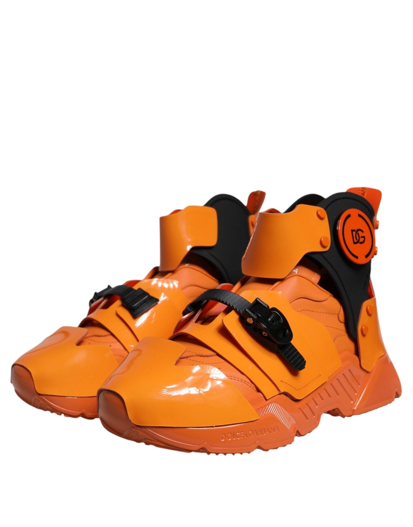 Dolce & Gabbana Orange Multi Panel Chunky High Top Sneakers Shoes - GET THE BRAND