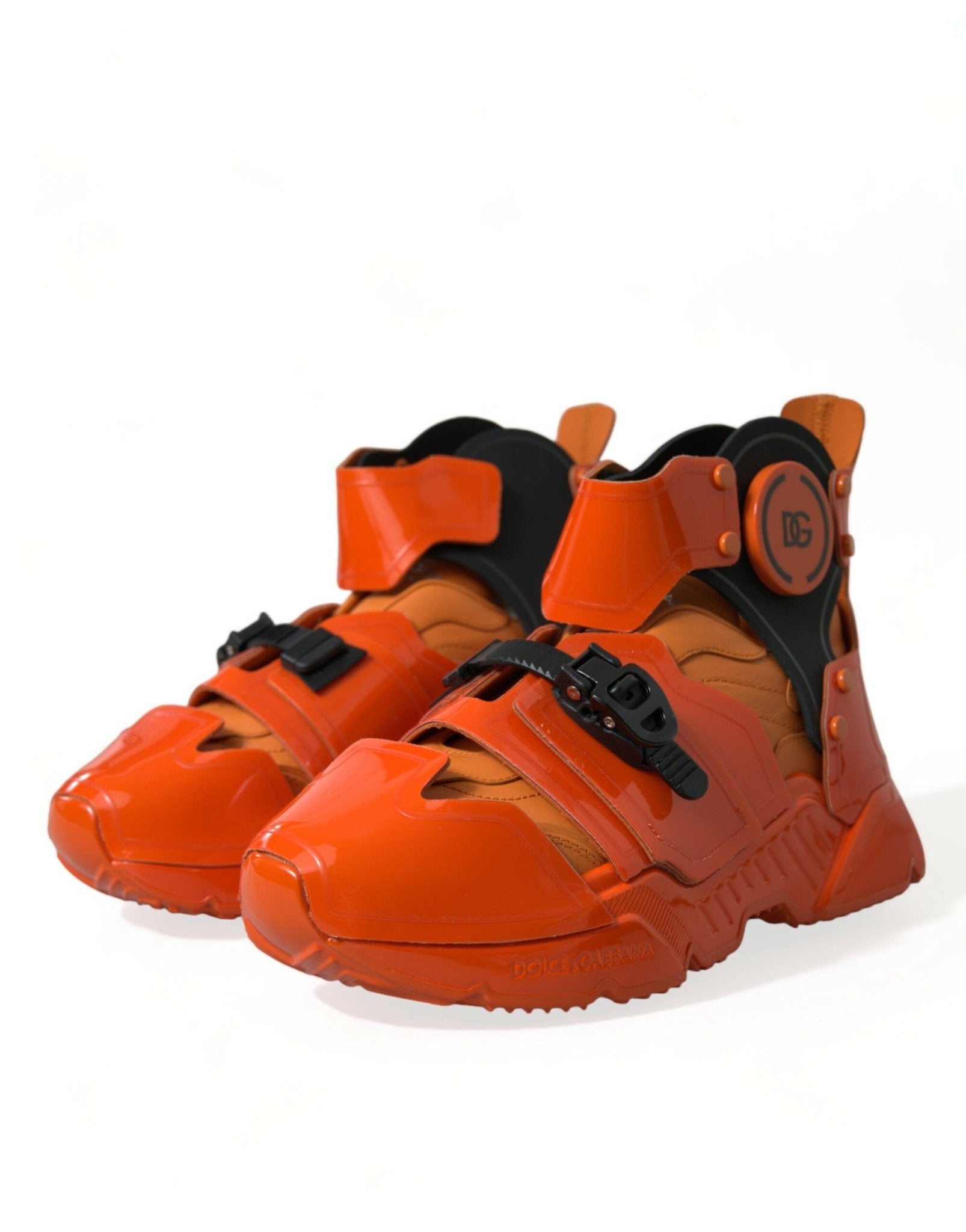 Dolce & Gabbana Orange Multi Panel Chunky High Top Sneakers Shoes - GET THE BRAND