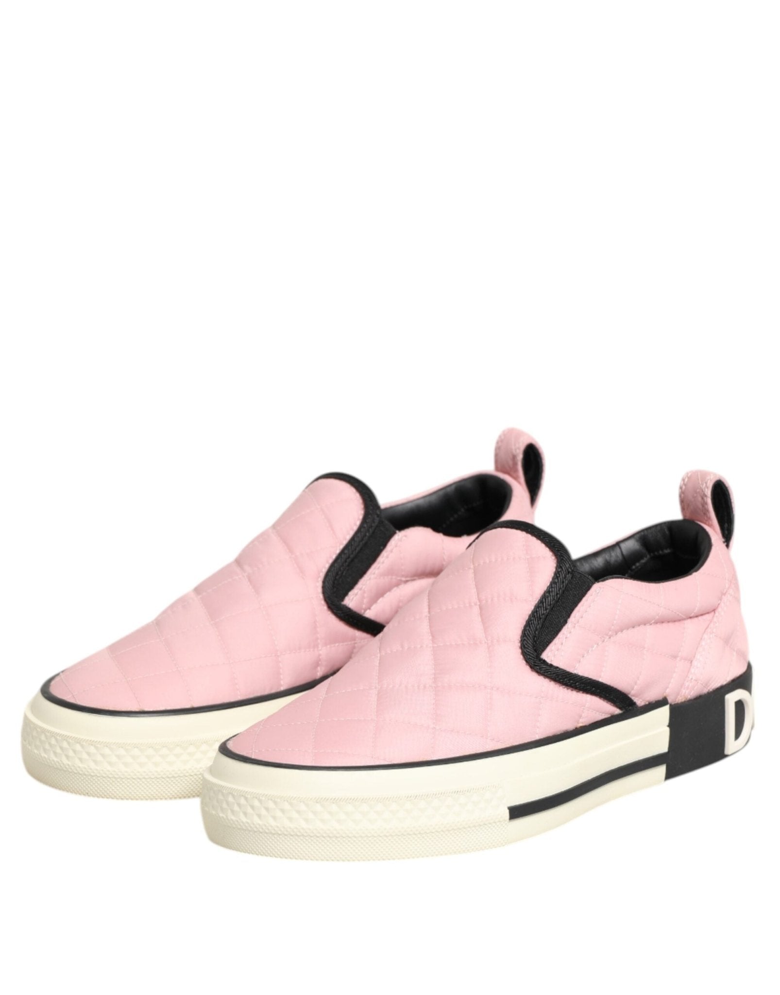 Dolce & Gabbana Pink Quilted Nylon Slip-On Sneaker Shoes - GET THE BRAND