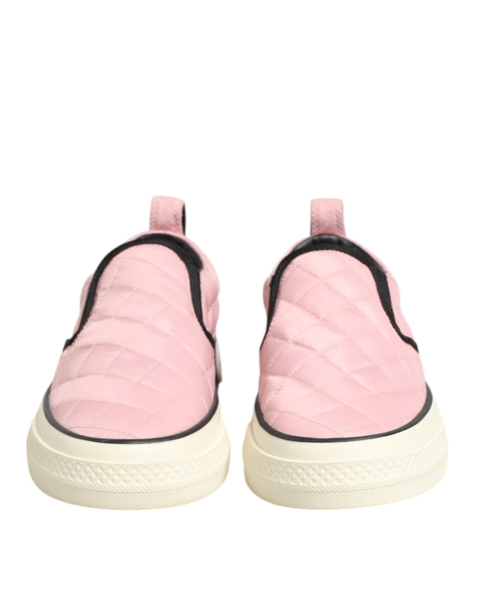 Dolce & Gabbana Pink Quilted Nylon Slip-On Sneaker Shoes - GET THE BRAND