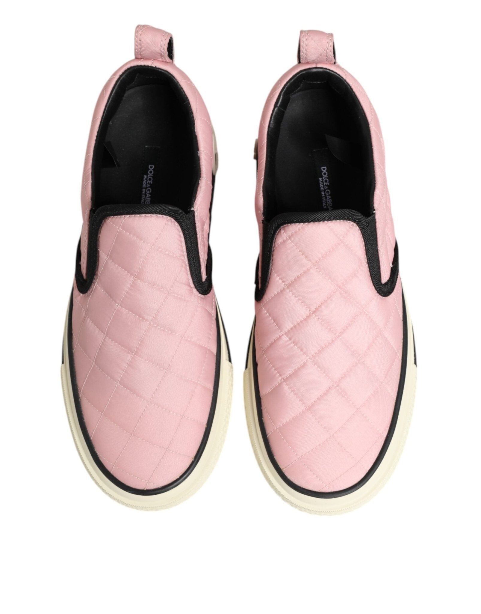 Dolce & Gabbana Pink Quilted Nylon Slip-On Sneaker Shoes - GET THE BRAND