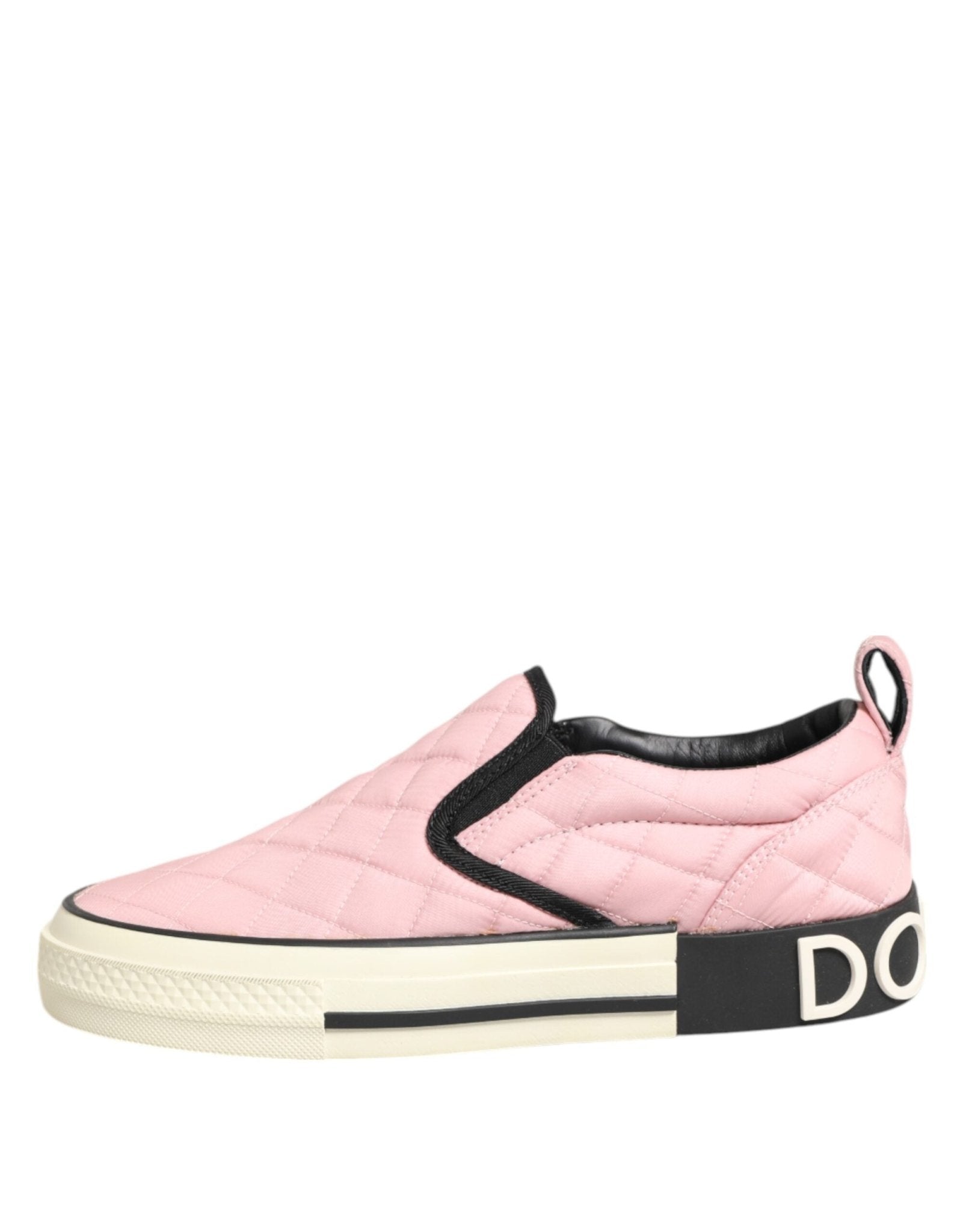 Dolce & Gabbana Pink Quilted Nylon Slip-On Sneaker Shoes - GET THE BRAND