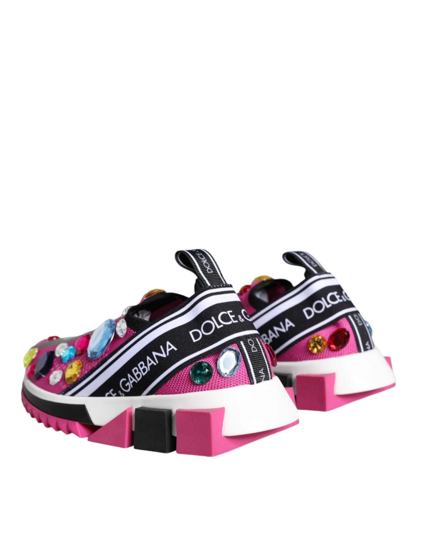 Dolce & Gabbana Pink Sorrento Crystals Low Top Sneakers Shoes - GET THE BRAND