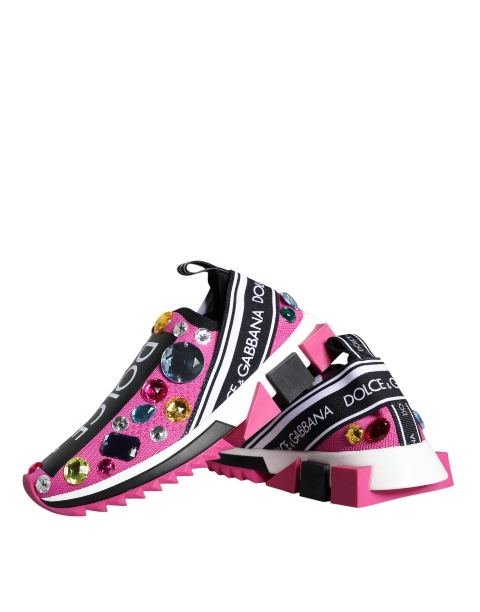 Dolce & Gabbana Pink Sorrento Crystals Low Top Sneakers Shoes - GET THE BRAND