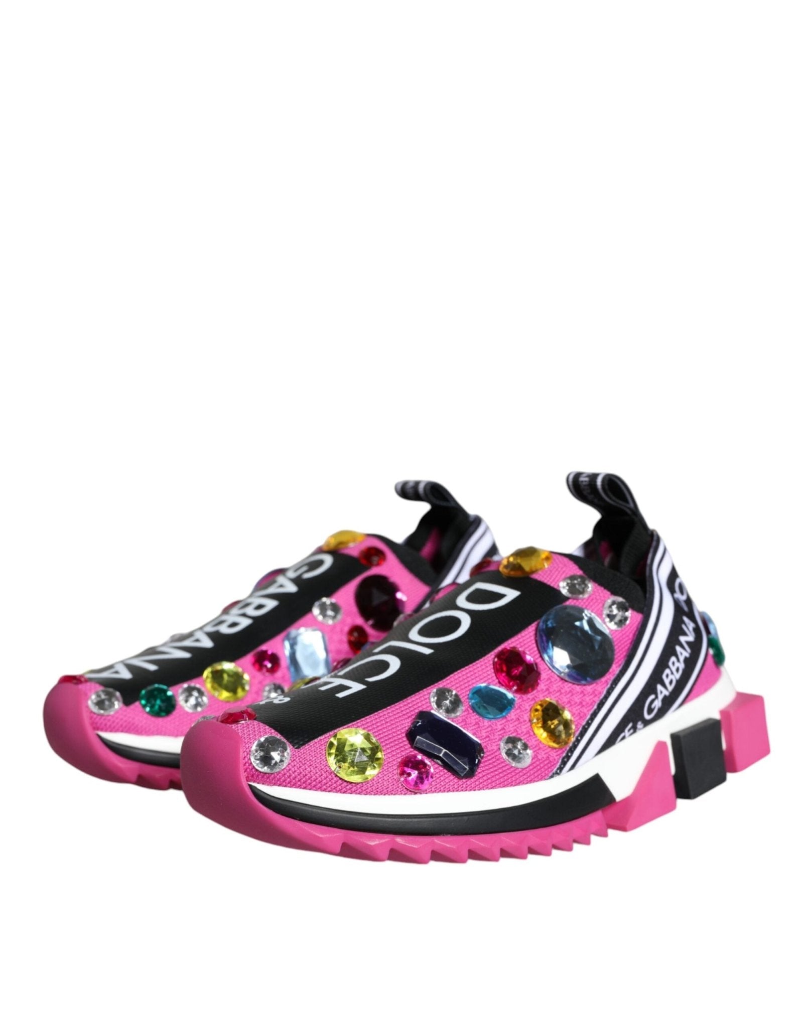 Dolce & Gabbana Pink Sorrento Crystals Low Top Sneakers Shoes - GET THE BRAND
