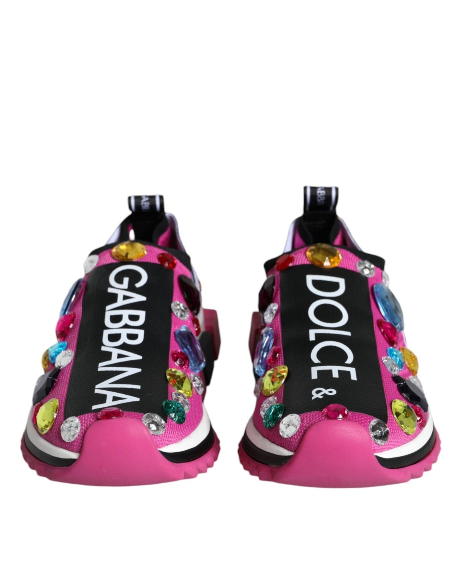 Dolce & Gabbana Pink Sorrento Crystals Low Top Sneakers Shoes - GET THE BRAND
