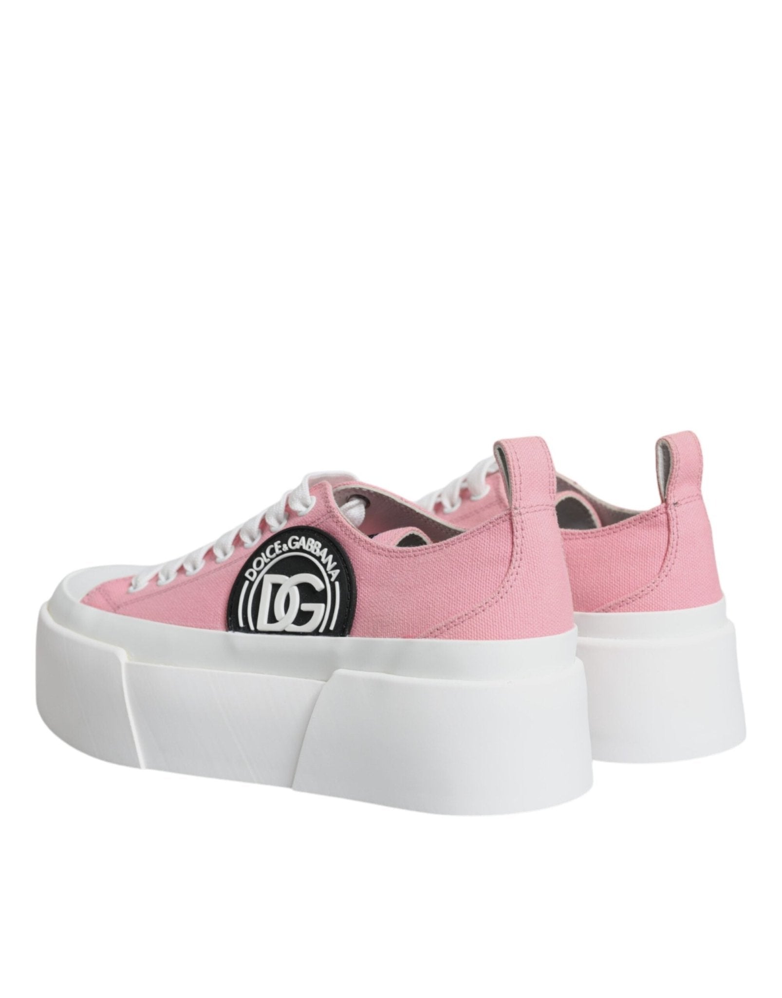 Dolce & Gabbana Pink White Canvas Logo Low Top Sneakers Shoes - GET THE BRAND