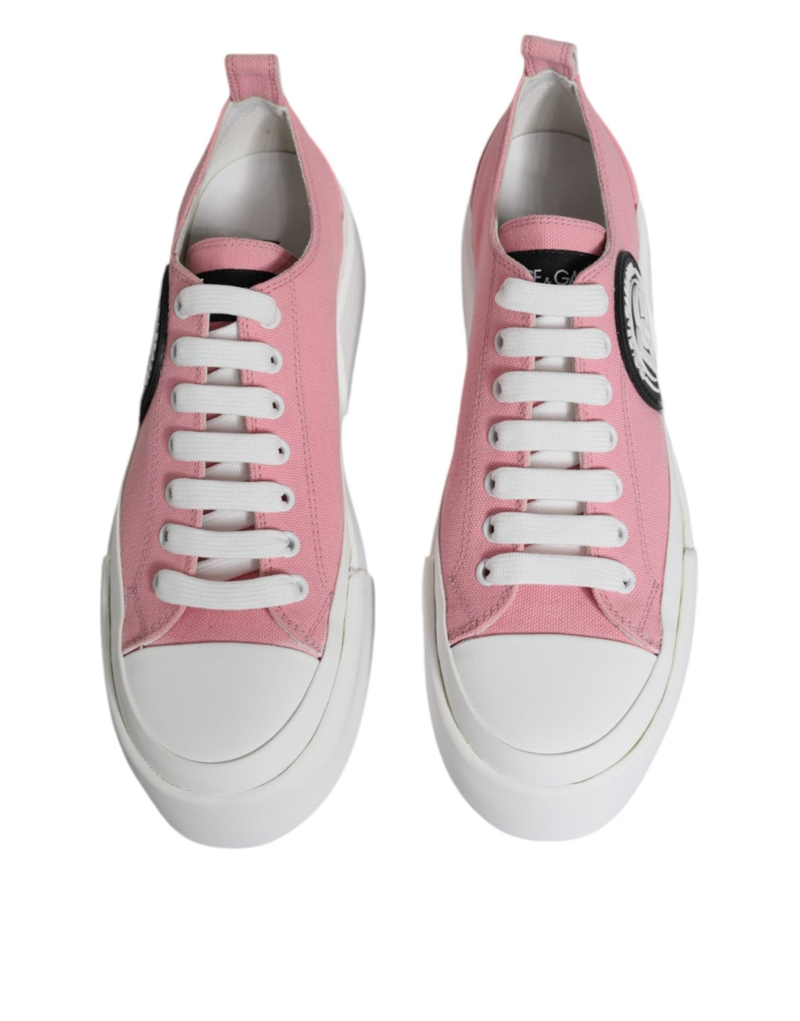 Dolce & Gabbana Pink White Canvas Logo Low Top Sneakers Shoes - GET THE BRAND