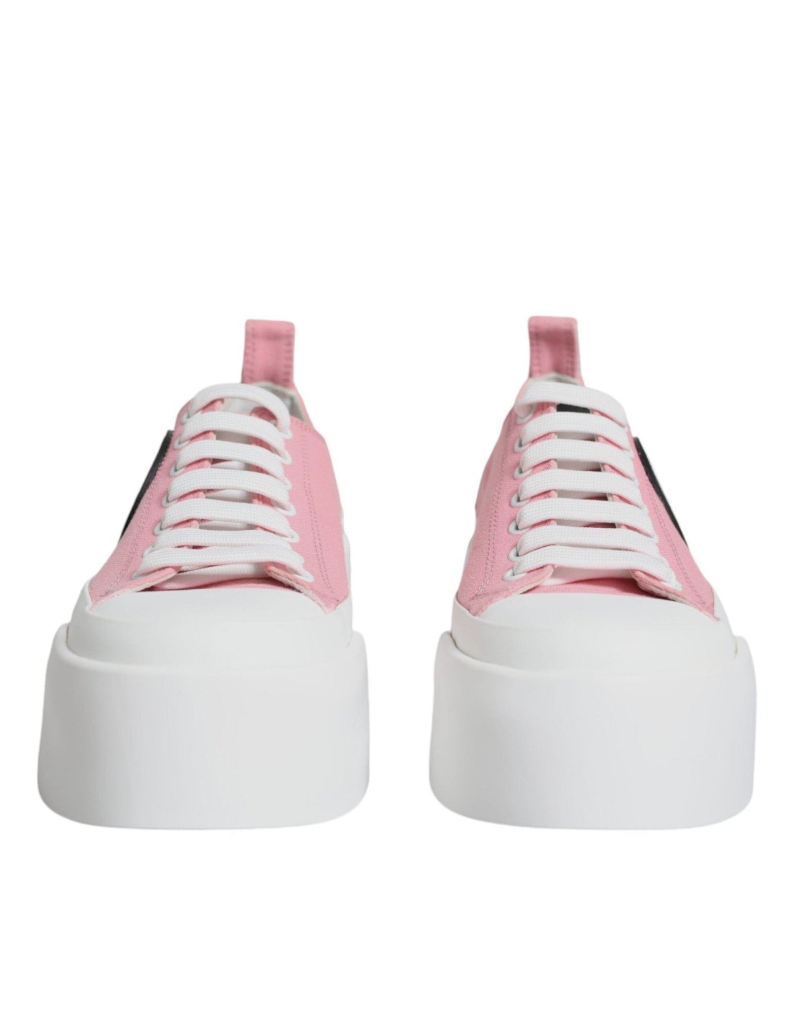 Dolce & Gabbana Pink White Canvas Logo Low Top Sneakers Shoes - GET THE BRAND