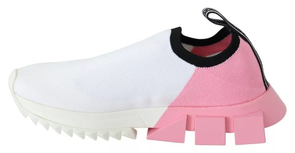 Dolce & Gabbana Pink White Logo Sorrento Sneakers Shoes - GET THE BRAND