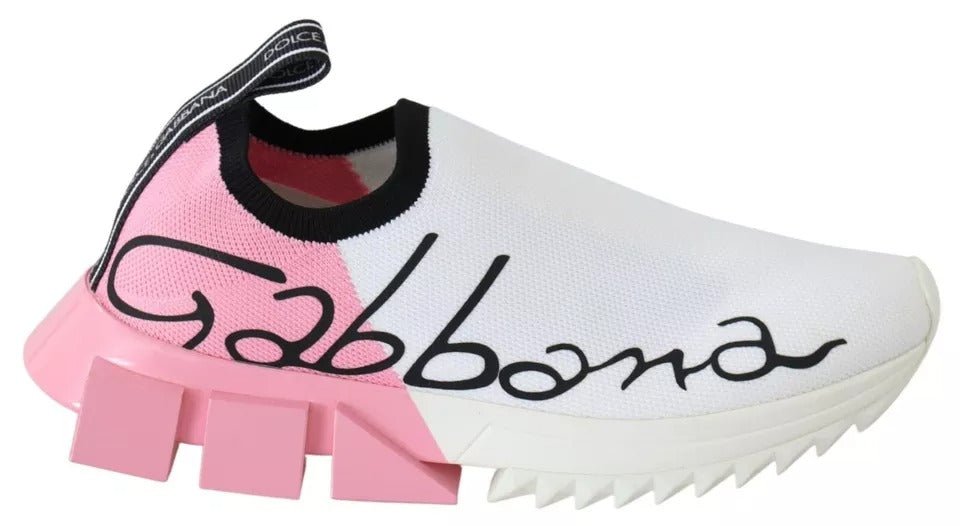Dolce & Gabbana Pink White Logo Sorrento Sneakers Shoes - GET THE BRAND