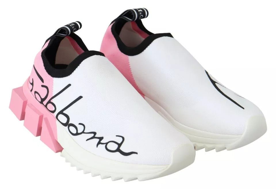 Dolce & Gabbana Pink White Logo Sorrento Sneakers Shoes - GET THE BRAND