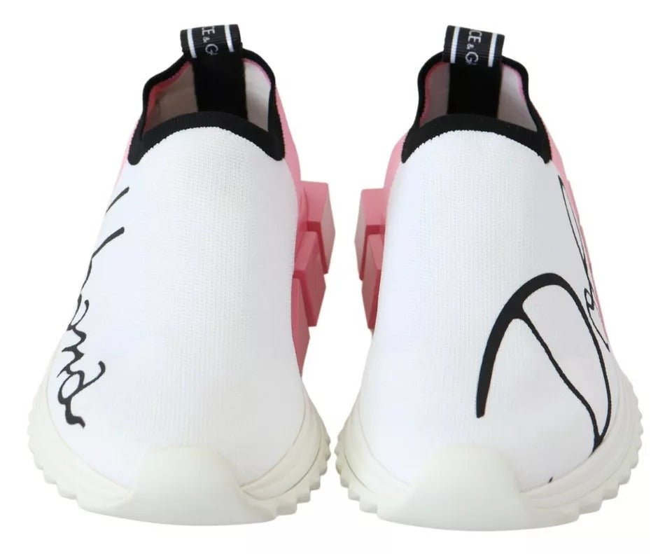 Dolce & Gabbana Pink White Logo Sorrento Sneakers Shoes - GET THE BRAND