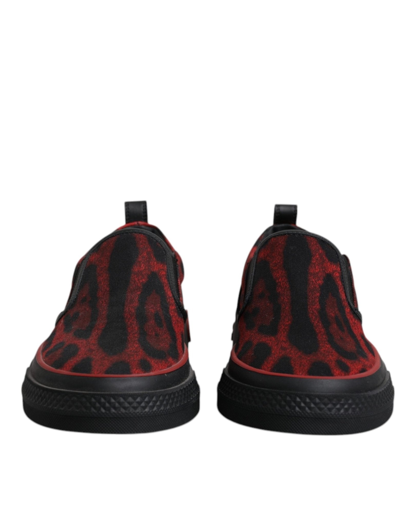 Dolce & Gabbana Red Black Leopard Cotton Men Low Top Sneakers Shoes - GET THE BRAND