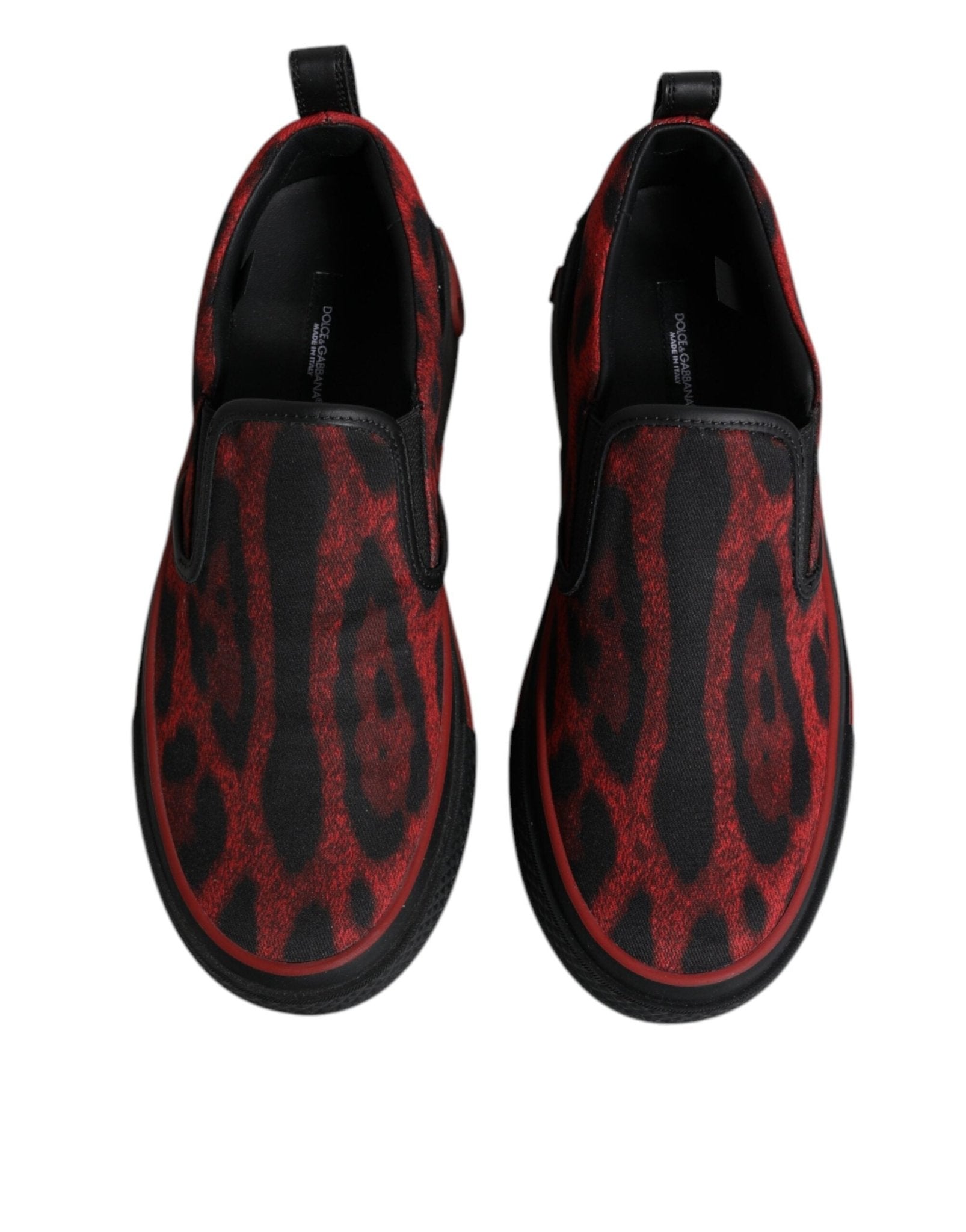 Dolce & Gabbana Red Black Leopard Cotton Men Low Top Sneakers Shoes - GET THE BRAND