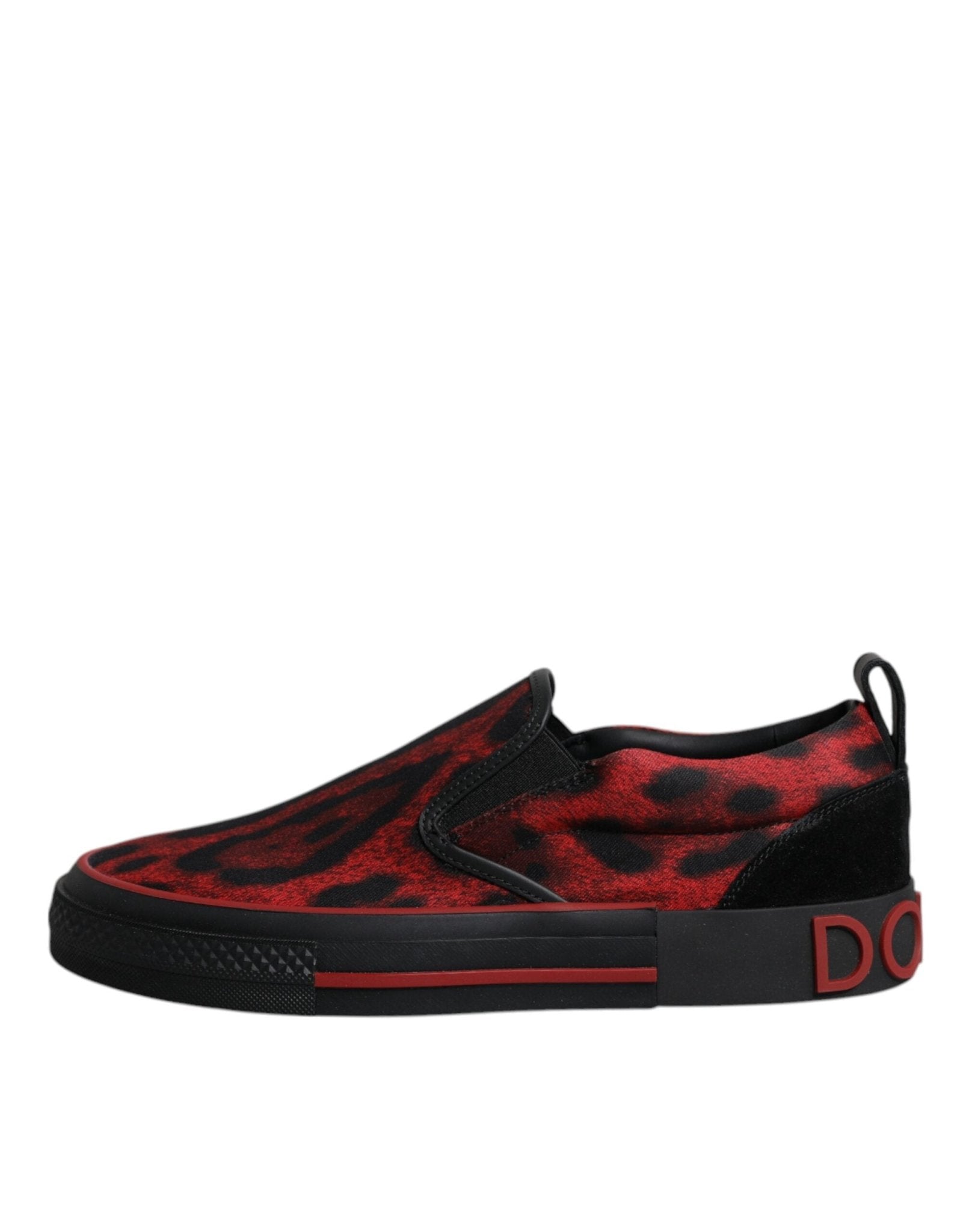 Dolce & Gabbana Red Black Leopard Cotton Men Low Top Sneakers Shoes - GET THE BRAND