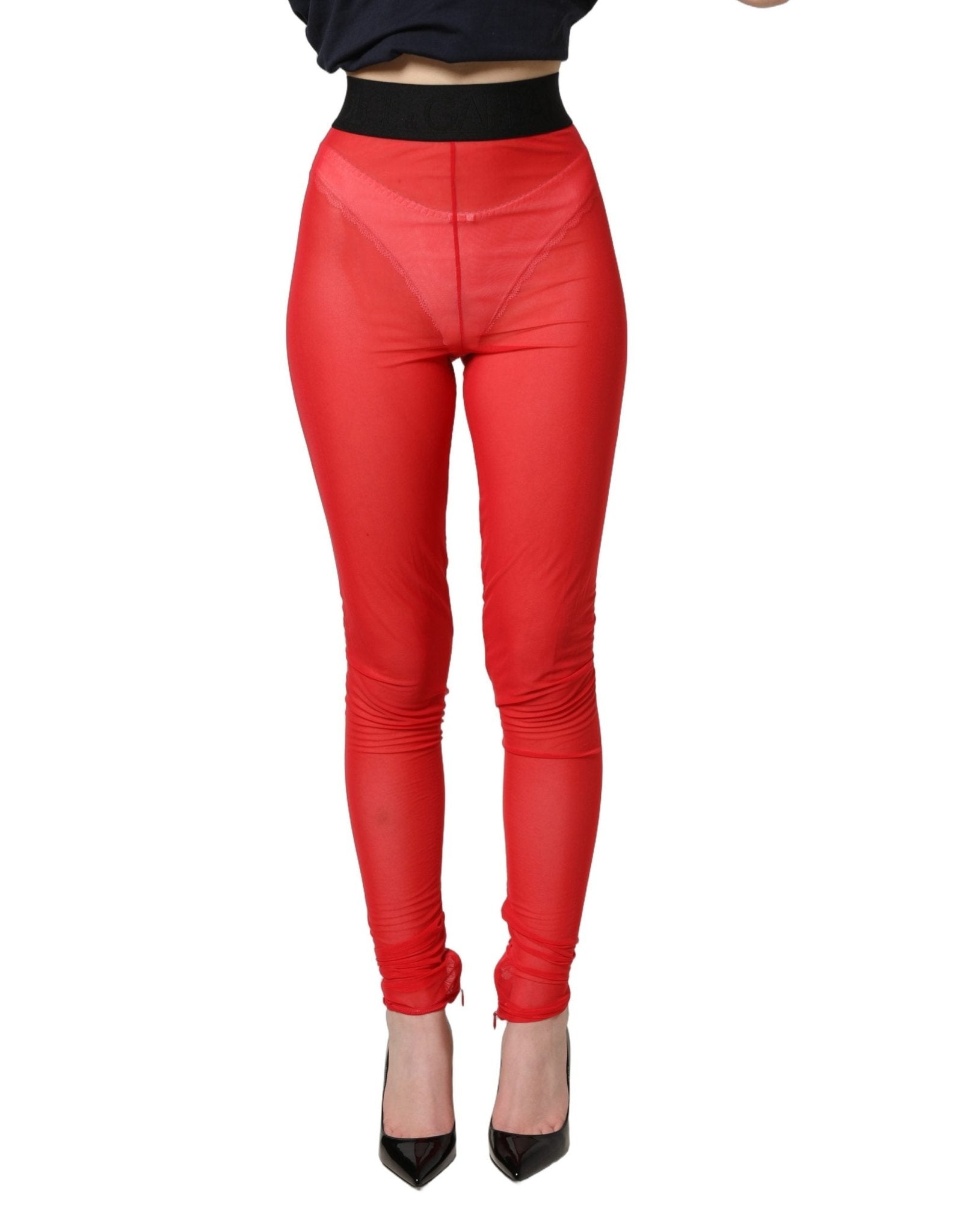Dolce & Gabbana Red Nylon Stretch Slim Legging Trouser Pants - GET THE BRAND